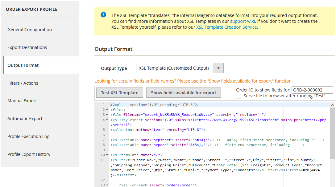 XTENTO Order Export Example