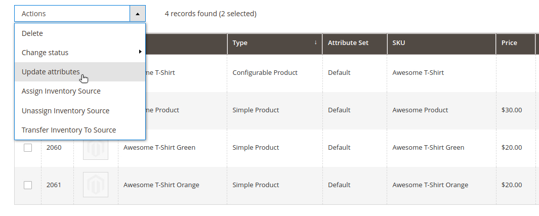Choose Update Attributes